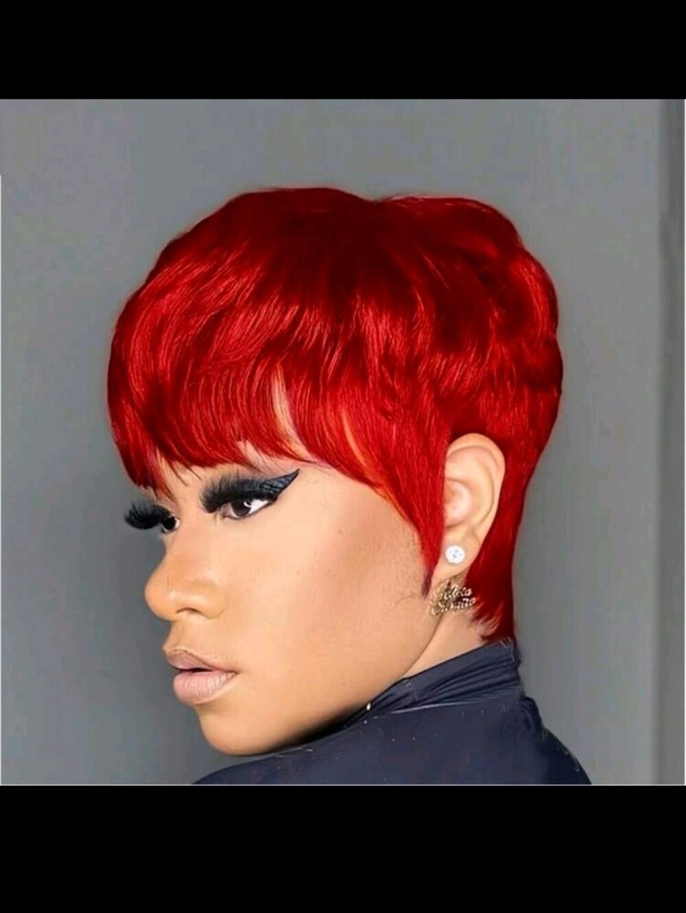Vibrant Red Short Pixie Wig - Women Hair BRAZILIAN REMY